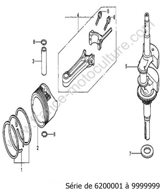 Vilebrequin/piston HONDA HRB536C2