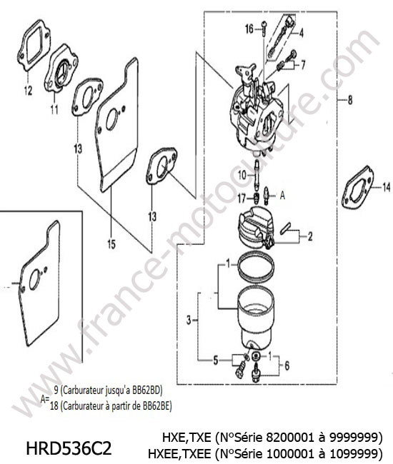 Carburateur HONDA HRD536C2