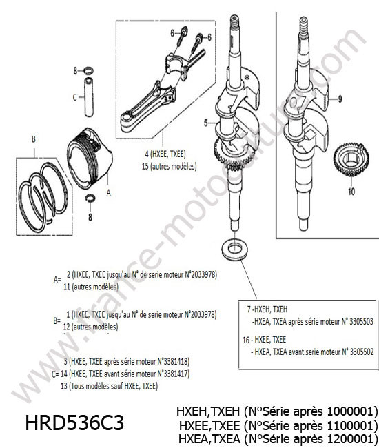 Vilebrequin piston HONDA HRD536C3