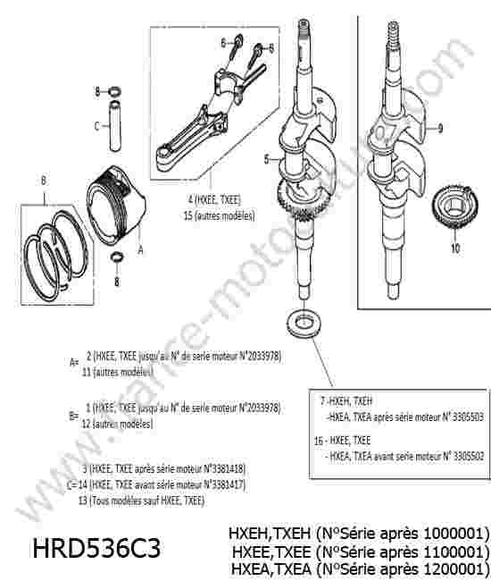 HONDA - HRD536C3 : Vilebrequin piston