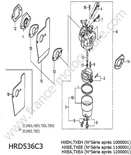 Carburateur HONDA HRD536C3