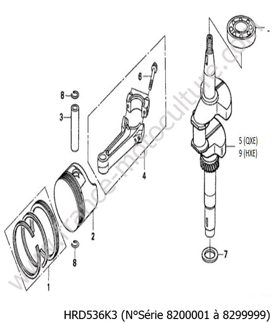 Vilebrequin piston HONDA HRD536K3
