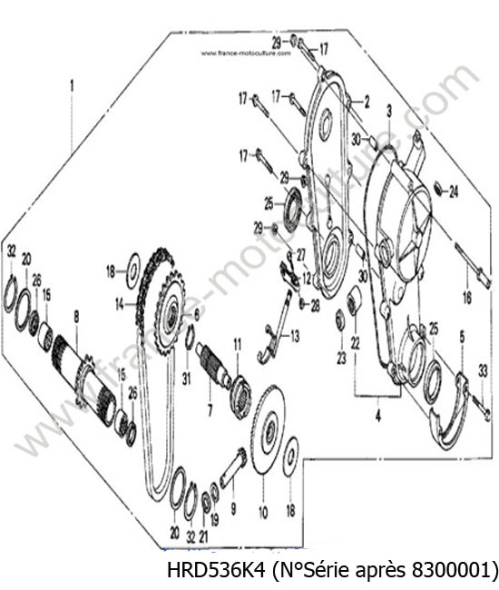 Transmission 1 vitesse QXE - K4  HONDA HRD536K4