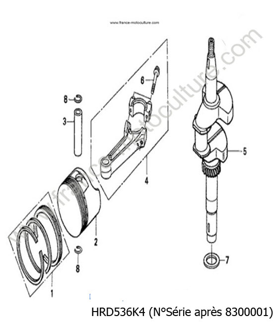 Vilebrequin/piston - K4 HONDA HRD536K4