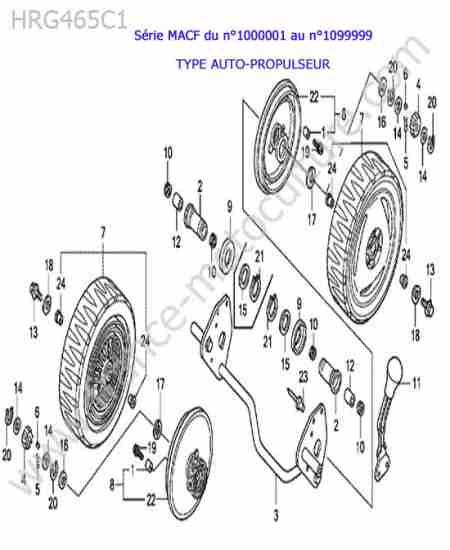 HONDA - HRG465C1 : Roue arriere (type auto-propulseur)