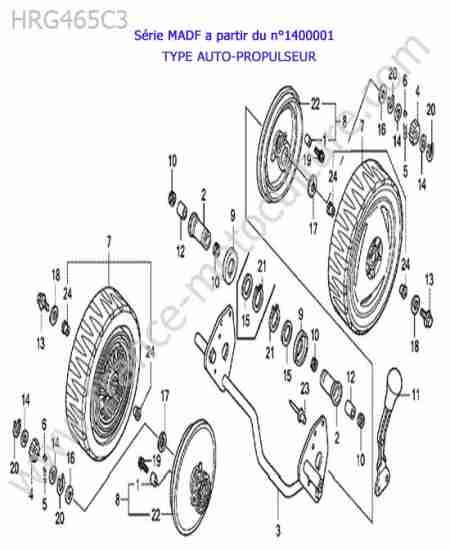 HONDA - HRG465C3 : Roue arriere (type auto-propulseur)