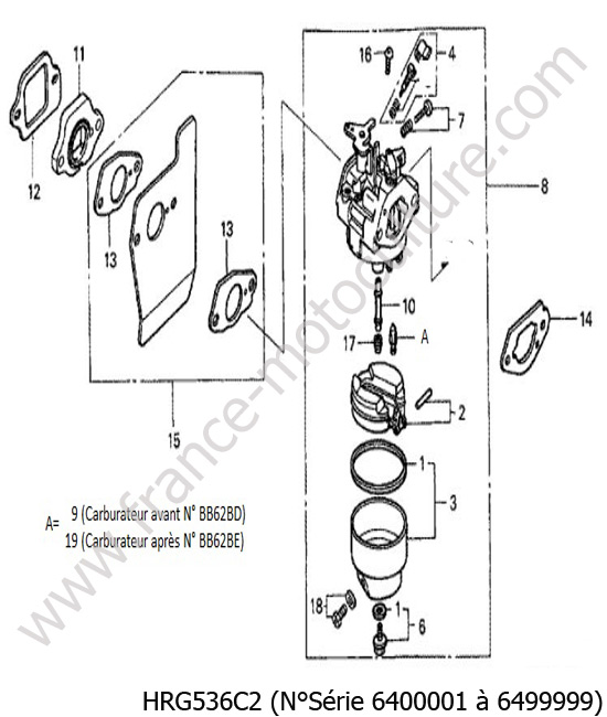 Carburateur HONDA HRG536C2