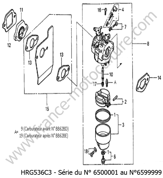 Carburateur HONDA HRG536C3