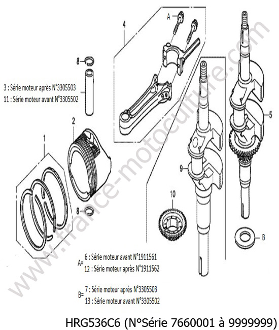 Vilebrequin piston HONDA HRG536C6