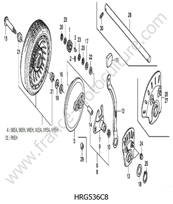 Roue arriere HONDA HRG536C8