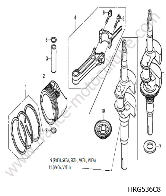 Vilebrequin piston HONDA HRG536C8