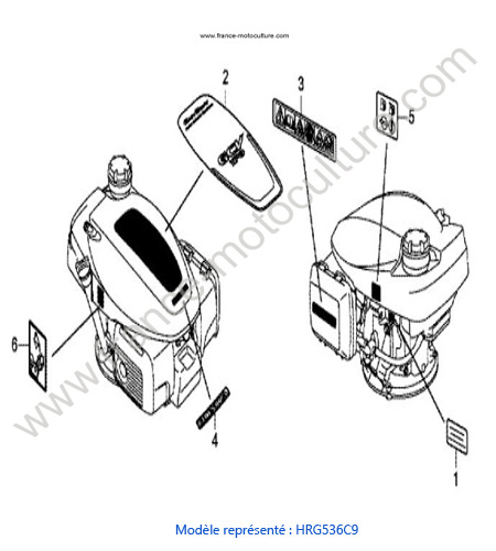 Etiquettes moteur HONDA HRG536C9