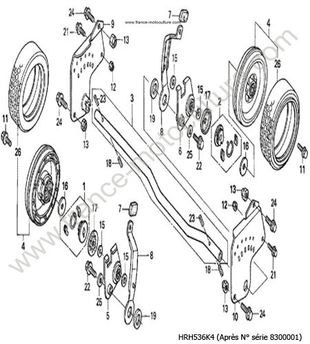 Roues arrieres HXE HXEH HONDA HRH536K4
