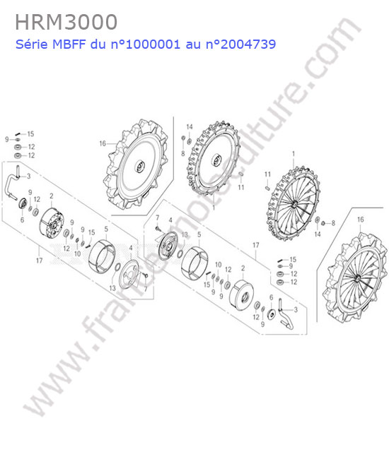 Vue éclatée (Roues) pour HONDA - HRM3000 Roues HONDA HRM3000