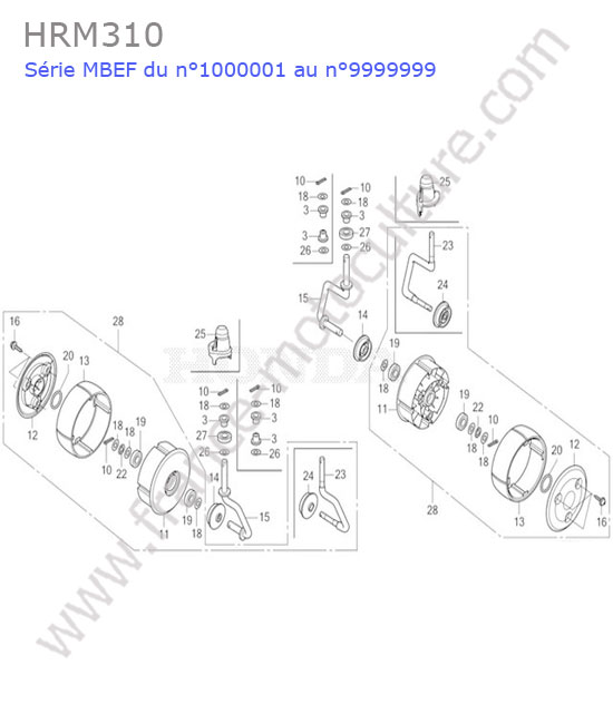 Vue éclatée (Roue avant) pour HONDA - HRM310 Roue avant HONDA HRM310
