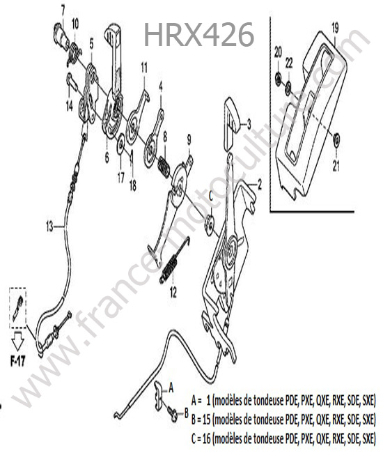 Levier accelerateur : HONDA - HRX426