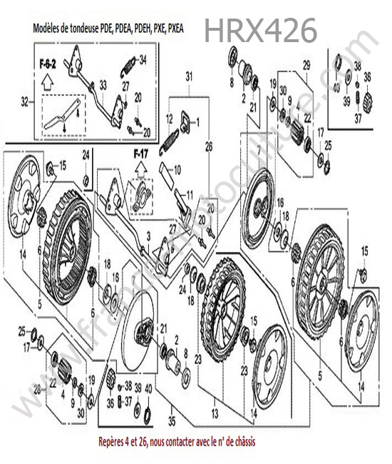 Roue arriere (pde/pxe) HONDA HRX426