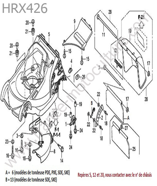 Carter tondeuse (pde/pxe/sde/sxe) HONDA HRX426