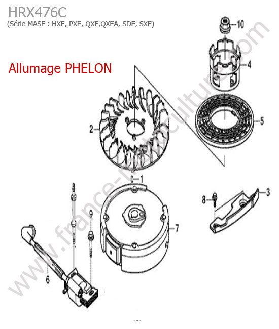 Vue éclatée (Allumage (phelon)) pour HONDA - HRX476C Allumage (phelon) HONDA HRX476C