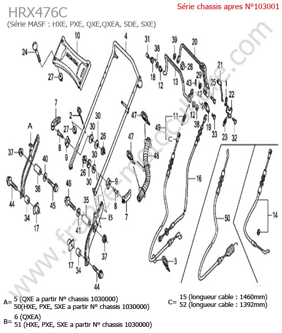 Guidon (chassis apres 103001) HONDA HRX476C