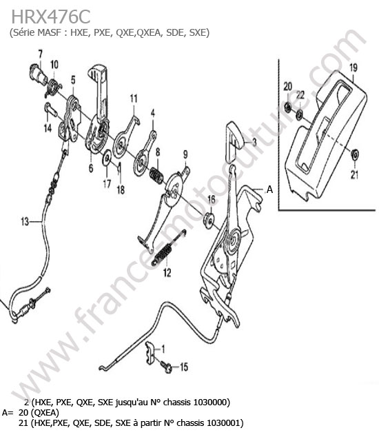 Poignee accelerateur HONDA HRX476C