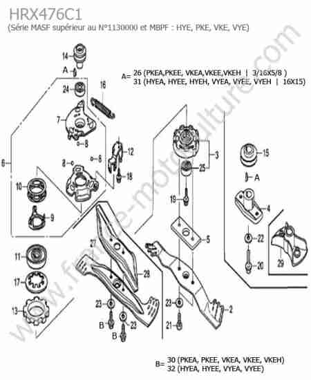 HONDA - HRX476C1 : Embrayage  lame