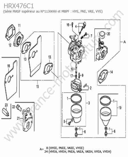 HONDA - HRX476C1 : Carburateur