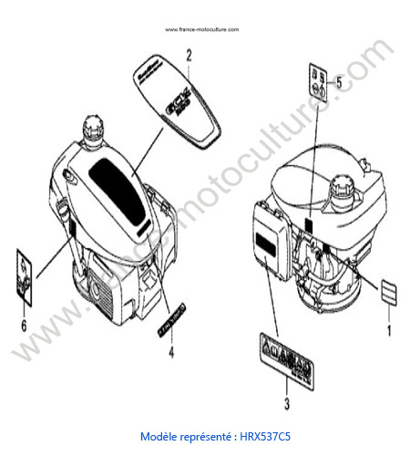 Etiquettes moteur - C5 HONDA HRX537