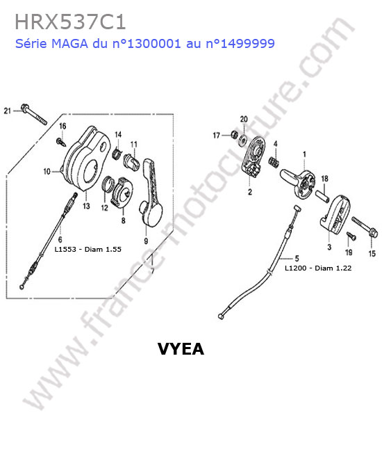HONDA - HRX537C1 : Commande acceleration (vyea)