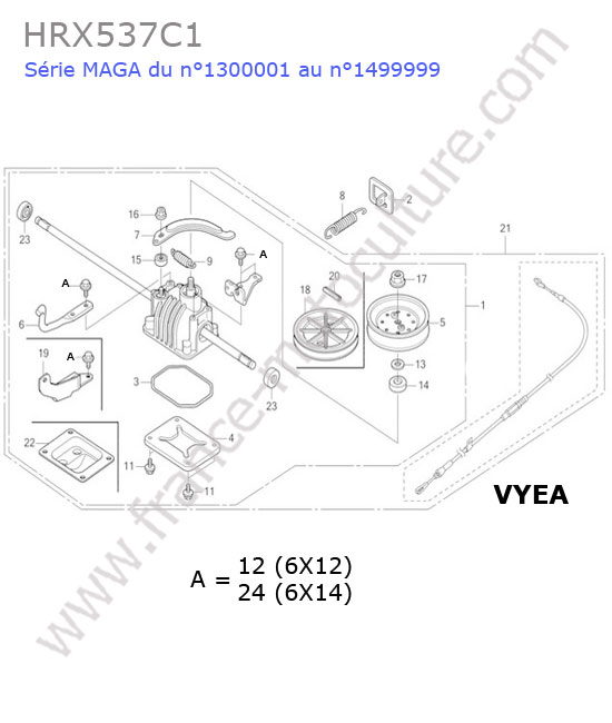 HONDA - HRX537C1 : Boite vitesses (vyea)