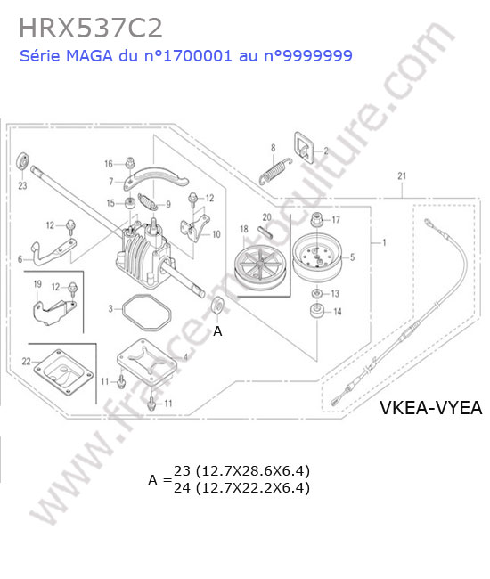 HONDA - HRX537C2 : Boite vitesses (vyea-vkea)
