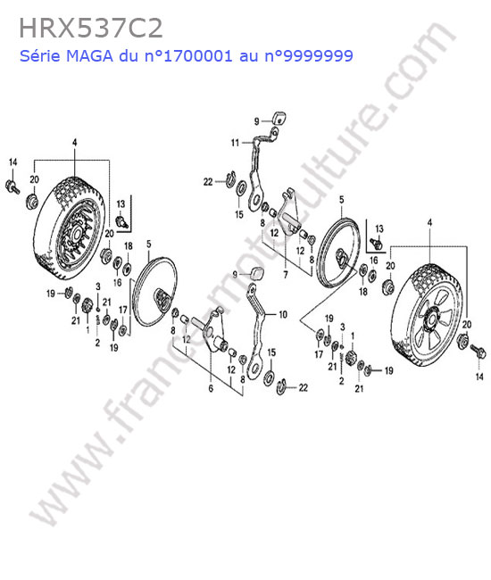 HONDA - HRX537C2 : Roue arriere
