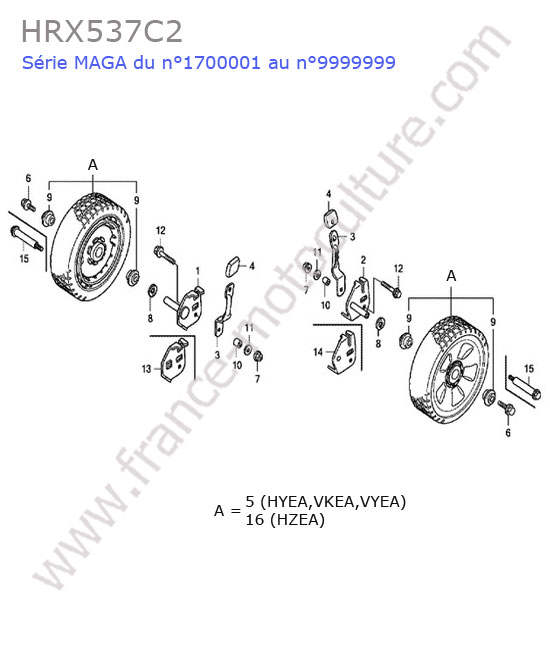 HONDA - HRX537C2 : Roue avant