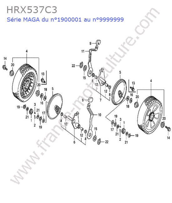 Roue arriere HONDA HRX537C3