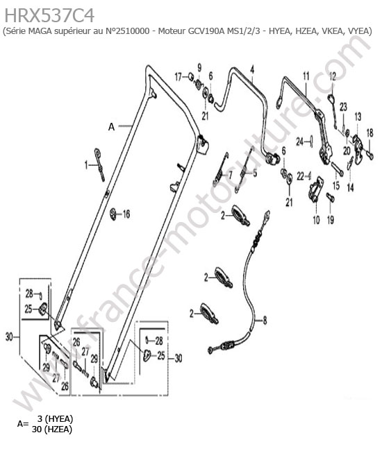 Guidon (hyea / hzea) HONDA HRX537C4