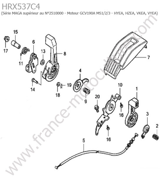 Commande acceleration HONDA HRX537C4