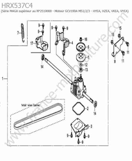 HONDA - HRX537C4 : Boitier transmission