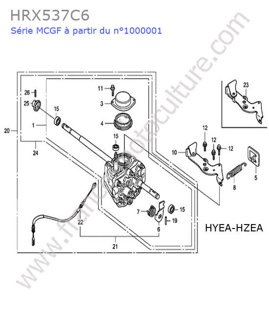 HONDA - HRX537C6 : Boite vitesses (hzea-hyea)