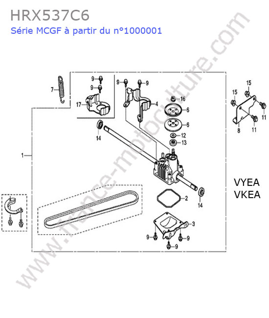 HONDA - HRX537C6 : Boite vitesses (vyea-vkea)