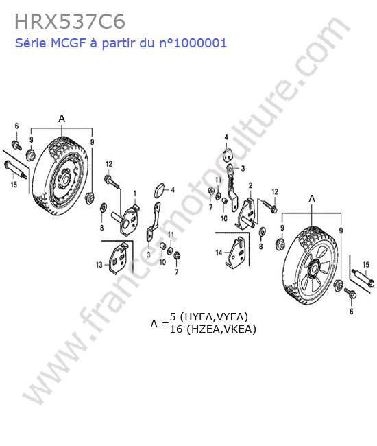 HONDA - HRX537C6 : Roue avant
