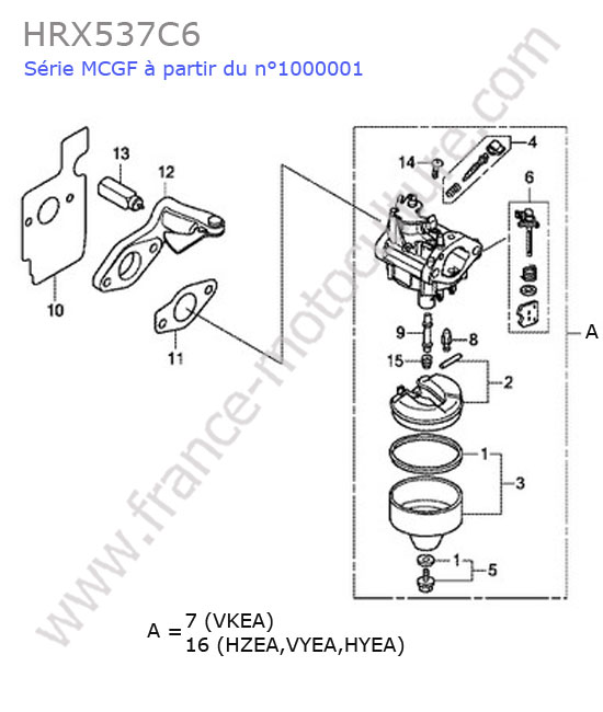 Carburateur HONDA HRX537C6