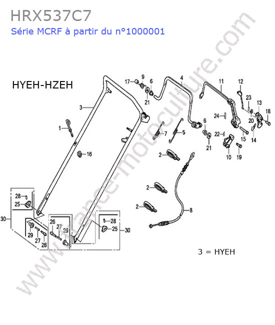 HONDA - HRX537C7 : Guidon (hyeh-hzeh)
