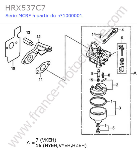 Carburateur HONDA HRX537C7