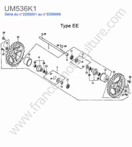 HONDA - UM536K1 : Roue arriere - ee