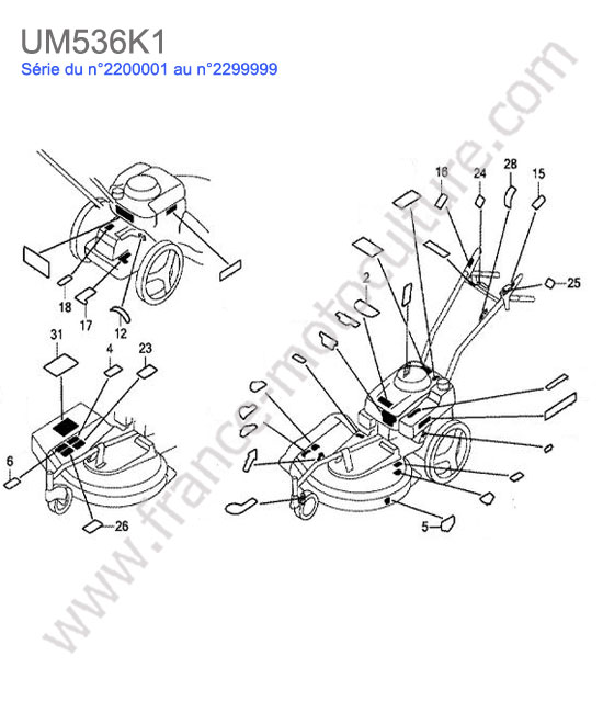 Etiquettes HONDA UM536K1