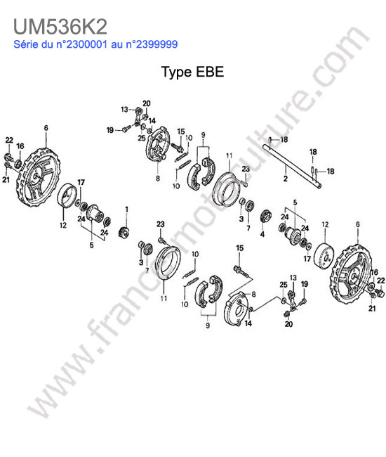 Roue arriere - ebe HONDA UM536K2