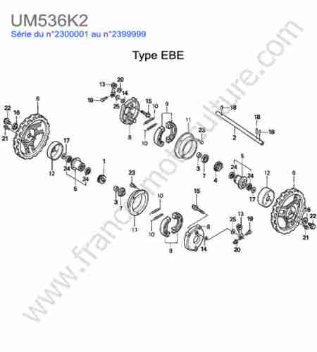 HONDA - UM536K2 : Roue arriere - ebe