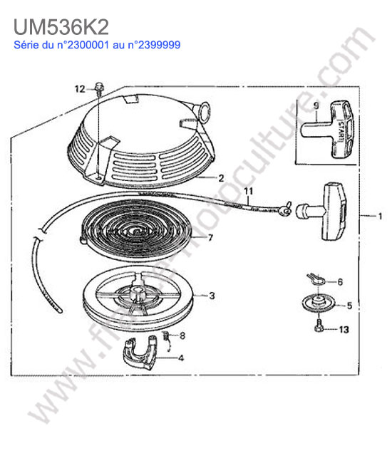 Lanceur- came plastique HONDA UM536K2