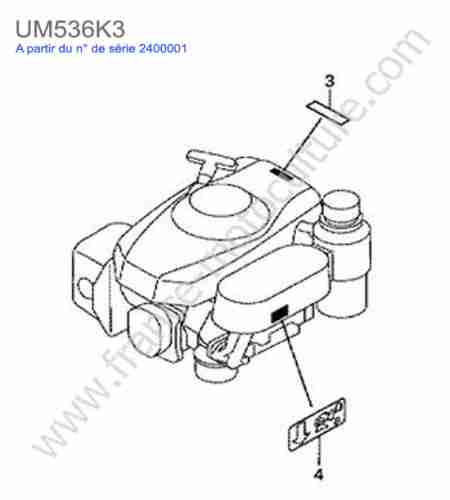 HONDA - UM536K3 : Etiquette moteur