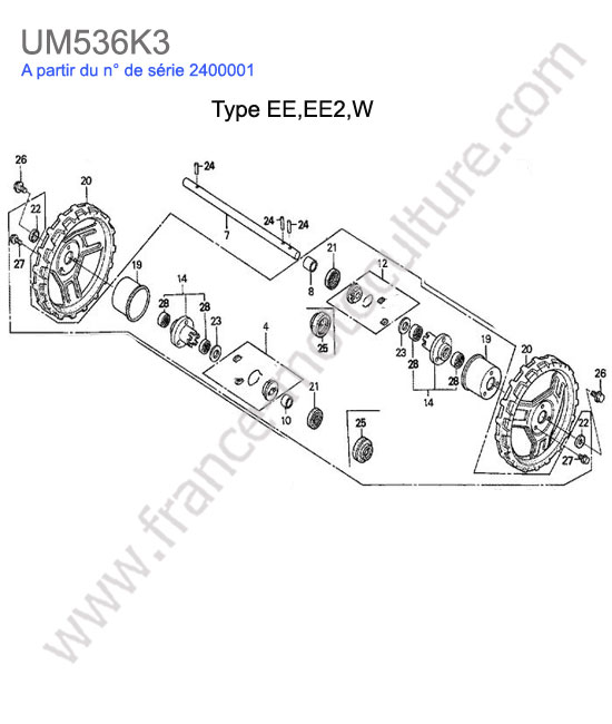 Roue arriere EE/EE2/W HONDA UM536K3